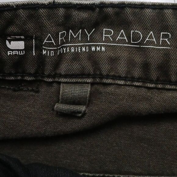 G-Star Raw Army Radar Mid Boyfriend distressed army green jeans Sz 29 EUC - Picture 9 of 10